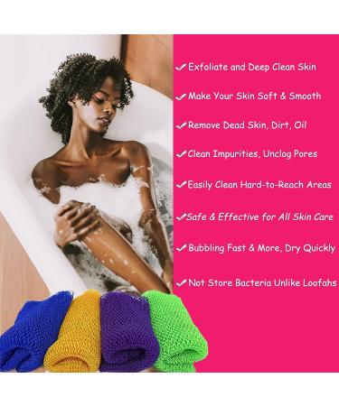 Atimiaza 2Pcs African Exfoliating Net Sponge Set for Smooth Skin - Black+Pink - Buy Online on GoSupps.com