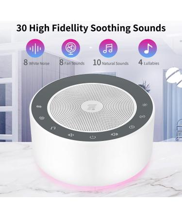 White Noise Machine with 30 High Fidelity Soundtracks, 7 Night Light Colors - Timer, Memory, Touch Controls - Plug-in Sound Machine for Baby & Adults - Buy Online on GoSupps.com
