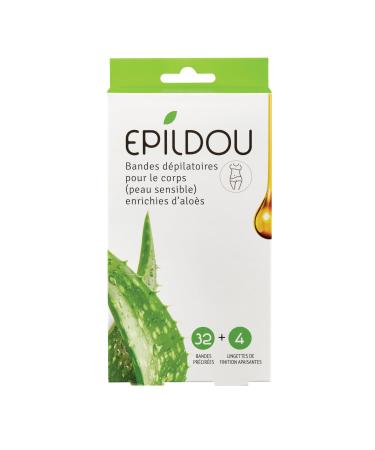 Epildou - Softepil lot de 32 bandes d pilatoires pour le corps (peau sensible) enrichies d'alo s avec 4 lingettes de finition apaisantes fabriqu en Espagne