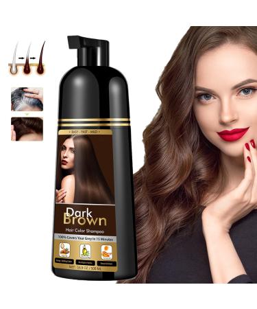 Hair Color Dye Shampoo Dark Brown for Gray Hair Instant Natural Hair Dye Shampoo for Women & Man 3-In-1 & Semi-Permanent Herbal Ingredients & Ammonia-Free Fast Acting and Long Lasting (DARK BROWN)