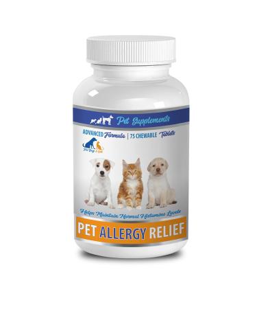 Dog Allergy Relief chewables - Allergy Relief Pets - for Dogs and Cats - Amazing Formula - Chewy Tablets - quercetin for Pets - 1 Bottle (75 Chews)
