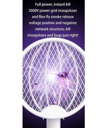 Electric Fly Swatter 2-in-1 Exterminator 3000 Volt Indoor/Outdoor Mosquito Exterminator with 3-Layer Safety Net for Pest Control and Fly Traps Standing Or Handheld(Color:White) - Buy Online on GoSupps.com