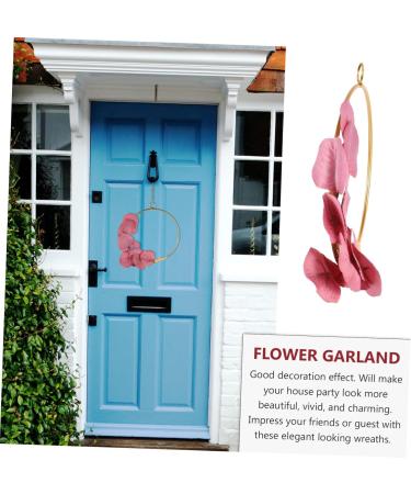 COOLHIYA Wrought Iron gate Hanging Wreath Rose Pendant Faux Sunflowers Artifical Flower Arrangement Rosy 20x20cm - Buy Online on GoSupps.com