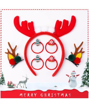 7-Piece Christmas Hair Jewelry Set | Reindeer Anti-Hair Clip & Hair Ties for Kids & Baby | Festive Holiday Accessories - Buy Online on GoSupps.com