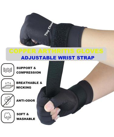 Compression Gloves for Arthritis Pain Relief - Copper Infused, Fingerless Design for Carpal Tunnel Support - 2 Pairs Pack (Small/Medium) - Buy Online on GoSupps.com