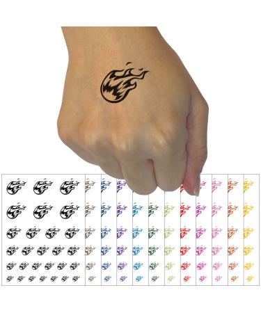 Flying Fireball Hot Flame Wizard Magic Spell Temporary Tattoo Water Resistant Fake Body Art Set Collection - Orange (One Sheet)