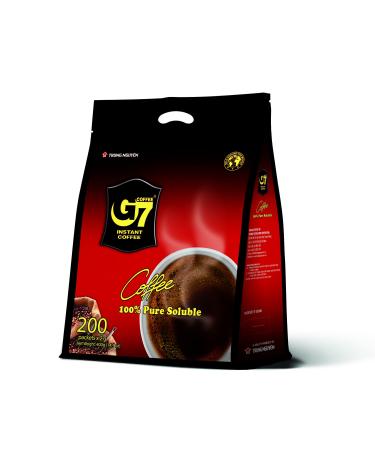 TRUNG NGUYEN G7 PURE BLACK Instant Coffee for Energy Boost - 100% Soluble Coffee Without Sugar - Strong Pure & Rich Vietnamese Instant Energy Coffee - Original Taste for Coffee Connoiseurs (200 Sachets/Bag) 14 Ounce (Pack of 1) G7 Pure Black