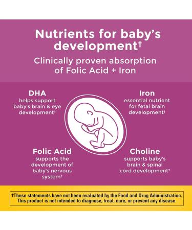 Nature Made Prenatal Vitamins with DHA & Choline - 60 Softgels for Women | Folic Acid & Nutritional Support - Buy Online on GoSupps.com