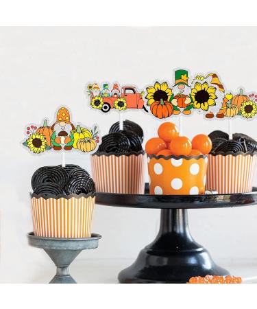 Fall Harvest Festival Party Cake Toppers 18-PC Set - Perfect for Fall Harvest Party Sunflower Pumpkin and Gnome Decorations - SugarGera 04 - Buy Online on GoSupps.com