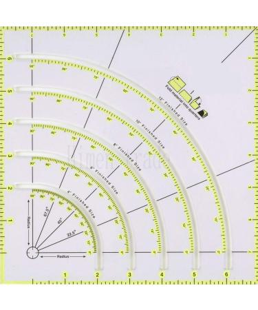 HONEYSEW Arcs & Fans Quilt Circle Cutter Ruler Multifunctional Arc Cutting Patchwork Ruler,Acrylic Quilters Ruler with Double Colored Lines for Cutting Cloth Ruler Template Sewing Crafts