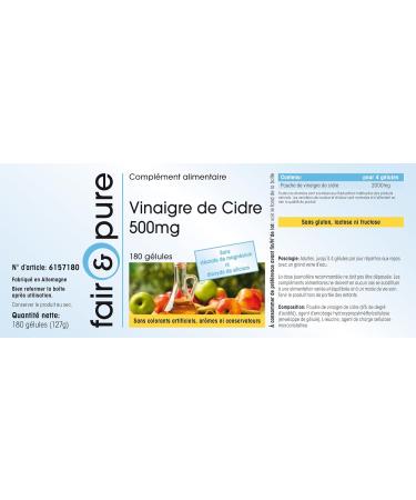 Fair & Pure - Apple Cider Vinegar Capsules 2000 mg per daily dose - Vegan - High dosage - 180 capsules - Buy Online on GoSupps.com