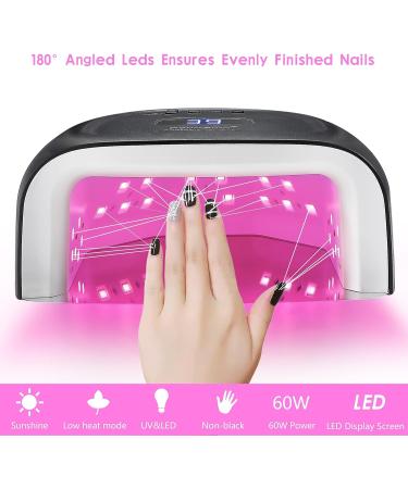 Rechargeable 60W Cordless UV Nail Lamp with 42 Red-Light Beads - Professional Gel Nail Light for Gel Polish | Automatic Sensor & Portable Nail Dryer | S20-Black - Buy Online on GoSupps.com