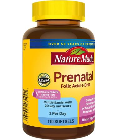 Nature Made Prenatal Vitamins - 110 Capsules | Essential Nutrients for Expecting Moms - Buy Online on GoSupps.com