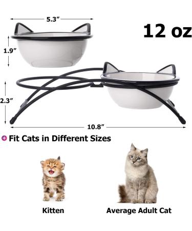 Y YHY Raised Ceramic Cat Food Bowls Set - 12 oz Elevated Pet Dishes with Stand for Cats and Small Dogs - Dishwasher Safe - Buy Online on GoSupps.com