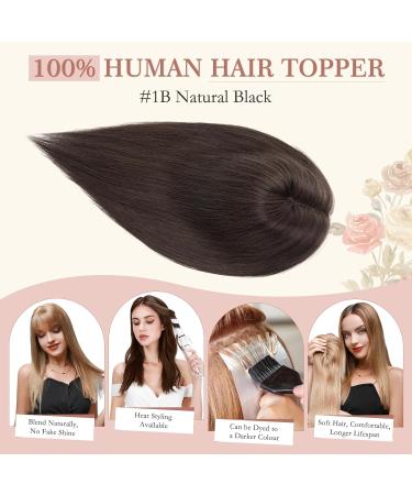 Elailite Hair Toppers For Thinning Hair Women Real Hair - 100% Real Human Hair Extensions Clip in Toupee SILK BASE (2"x6") Crown HairPiece (#1B Natural Black 10 Inch) 10 inch (2x6 Base) #1B Natural Black - Buy Online on GoSupps.com