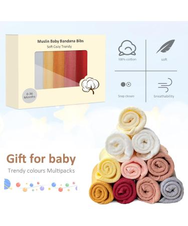 Buy Toffcaea 10-Piece Soft Absorbing Baby Bibs Set | Adjustable Muslin Triangular Cloth for Boys & Girls | Unisex Single-Colored Halst Towel - Buy Online on GoSupps.com