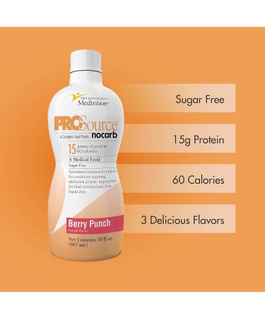 Liquid Collagen Peptides Type I, III 15 Grams Protein per Oz. |Prosource NoCarb Berry Punch Bottle Medtrition| Berry Punch 30 Fl Oz (Pack of 1) - Buy Online on GoSupps.com