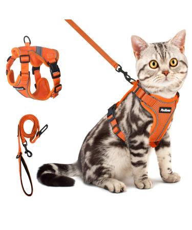 Petbonus cat dishes with a line adjustable cat line with dishes for cats breathable and soft cat dishes Small cat with reflex strips for cats kitten (orange s) s orange