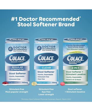 Colace Caps 100 mg - Gentle and Effective Stool Softener - 59 Count - Buy Online on GoSupps.com