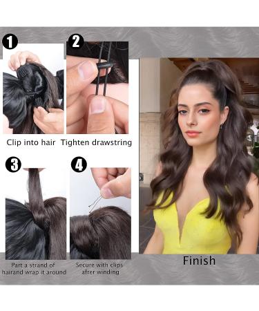 Luvbestaken 24 Inch Body Wave Drawstring Ponytail Extension in Natural Black 2 - Heat Resistant Synthetic Hairpiece for Women - Buy Online on GoSupps.com