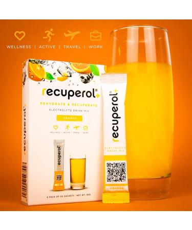 Recuperol Electrolytes Powder Supplement - Rehydration & Recovery, 6 Sachets, Zinc, Vitamin C, B12, D3, Potassium, Natural Orange Flavour - Buy Online on GoSupps.com