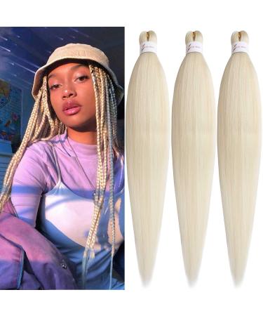 Xtrend 26 Inch 3 Packs Pre Stretched Braiding Hair Blonde Braiding Hair Pre Stretched Yaki Texture Pre-stretched Braids Hair Professional Synthetic Hair Extension (3Packs 613#) 26 Inch (Pack of 3) 613#