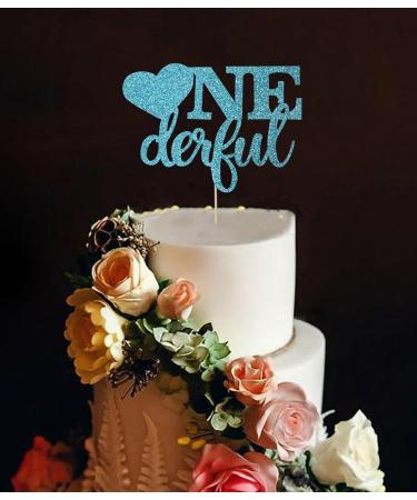 zxyxka Mr Onederful Cake Topper/Gender Reveal Cake Decor/Baby Shower/Baby Boy One Year Old Birthday Party Decorations 1st Birthday - Blue Glitter - Buy Online on GoSupps.com