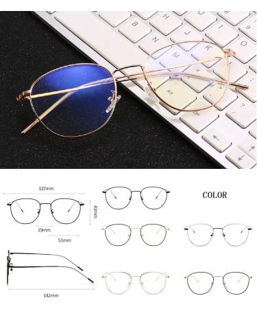 Flydo Women's Blue Light Filter Glasses - Retro Round Metal Frame UV Protection Anti-Fatigue Blue Light Blocking - Black & Silver - Buy Online on GoSupps.com