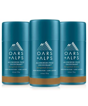 Oars + Alps Aluminum Free Deodorant for Men and Women Dermatologist Tested and Made with Clean Ingredients Travel Size Bergamot Grove 3 Pack 2.6 Oz Each 3ct - Bergamot Grove 2.6 Ounce (Pack of 3)