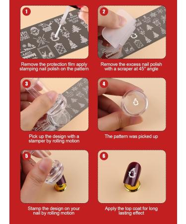 Shop Ebanku 6PC Nail Stamp Template Set - Christmas Tree Snowflakes & Reindeer Nail Art Plates with Stamp Scraper & Storage Bag - International Shipping Available - Buy Online on GoSupps.com