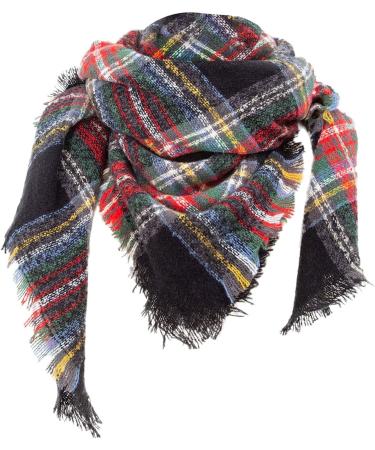 Ladies Black Cotton Triangular Scarf with Buttons | Large Cape Style Fashion Accessory - Buy Online on GoSupps.com