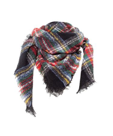 Ladies Cotton Scarf Black With Buttons Triangular Scarf Large Triangular Scarf Cape Cotton Ladies Scarf A Black