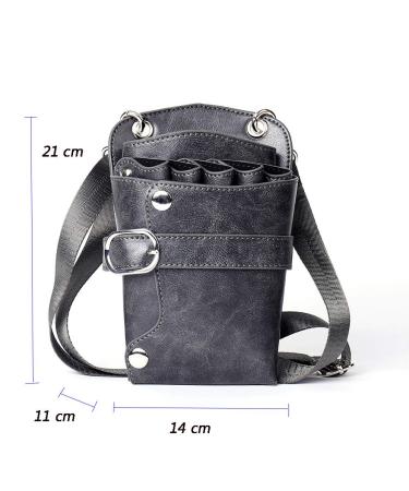 PU Leather Scissors Pouch - Grey | Hair Stylist Tools Bag for Salon & Barber | Waist/Shoulder Belt Holster - Buy Online on GoSupps.com