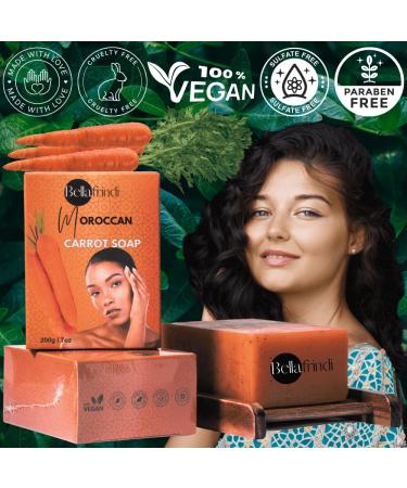 Carrot Soap Bar - Moroccan Natural Ingredients for Body & Face | Gentle All Skin Types - 200gm - Buy Online on GoSupps.com