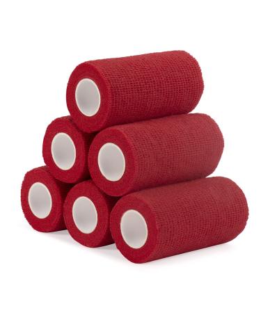 Legal bandage combined self -adhesive 10cm x 4.5m 6 rolls fixing bandage self -adhering cohesive bandage for first aid dog veterinary wrap sports elastic binding for wrist feet (red) 10cm red