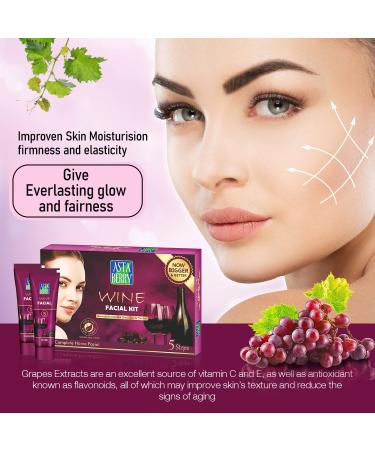Wine Mini Facial Kit | 5-Step Skin Glowing Treatment | Ultimate Glow to Remove Wrinkles & Dark Spots | Restore Skin Nutrients | Reduce Pigmentation | For Women | 100g | International Shipping Available - Buy Online on GoSupps.com