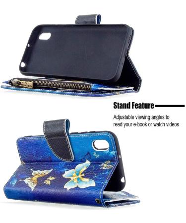 Miago Gold Butterfly Leather Wallet Case for Huawei Y5 2019 - 9 Card Slots Colorful Zip Flip PU Leather Protective Cover - Buy Online on GoSupps.com
