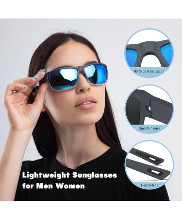 TOREGE Polarized Sports Sunglasses TR26 - Matte-transparent Grey Frame & Ice Blue Lens - Buy Online on GoSupps.com