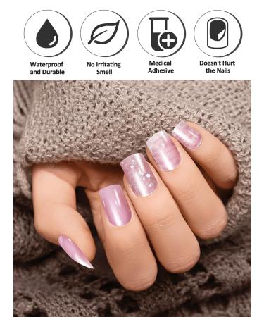 TOROKOM Semi Cured Gel Nail Strips - 20PCS Self-Adhesive Full Nail Wraps in Purple Aura | DIY Manicure Kit with Nail File & Wooden Stick - Buy Online on GoSupps.com