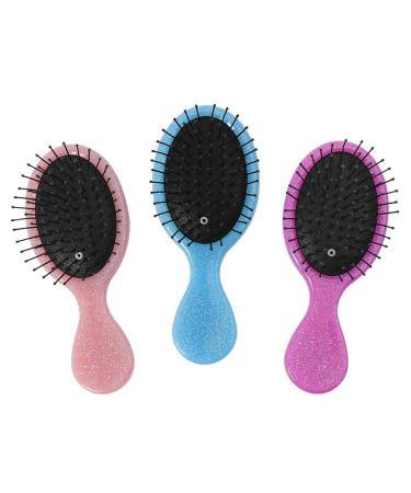 Toddler Detangler Hair Brush Travel Detangling Brushes 3Pcs Women Valentines Day Best Gift Small Wet Hair Brush For Baby Kids Pocket hairbrush Pro, for Curly Hair, Wet Dry Hair Tangle Brush Pink - Blue -Purple