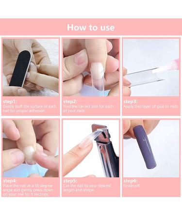 480PCS Extra Long C Curve Nail Tips & Glue - 2 Packs Natural & Clear Acrylic Nails Professional Set - 12 Sizes XXL Long Square False Nail Tips - Buy Online on GoSupps.com