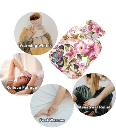 Naanle 1L Hot Water Bottle with Cherry Blossom Butterfly Cover - Back Pain Relief & Cold Therapy | Hand & Foot Warmer - Buy Online on GoSupps.com