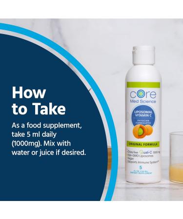 Core Med Science Liposomal Vitamin C 1000mg Liquid - Original Formula 5 Fl Oz - Natural Liposomal Vitamin C Supplement Non-GMO - Immune System Booster for Adults - Supports Collagen Formation - Buy Online on GoSupps.com