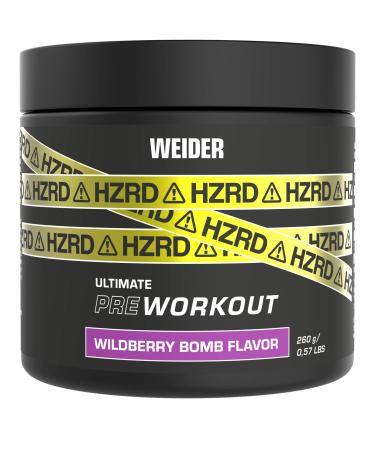 Weider HZRD Pre-Workout Powder Wildberry Storm Energy Booster for Intense Gym Sessions 20 Servings 200 g
