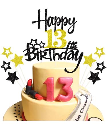 Happy 13th Birthday Cake Topper - Glittery Decoration for Teenagers | 13 Years Cupcake & Cake Decor for Girls Party - Buy Online on GoSupps.com