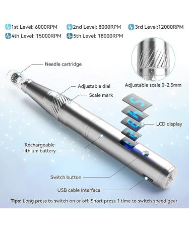 Professional Beauty Pen | Beautlinks Multi-function Wireless Auto Pen | Skin Care Kit for Face and Body | 10 pcs Replacement Head - Silver - Buy Online on GoSupps.com