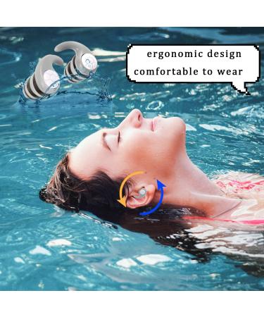 Soft Reusable Swimming Ear Plugs - Waterproof Silicone Noise Reduction for Adults - Grey - Buy Online on GoSupps.com