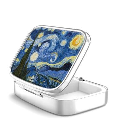 Pill Box 2 Compartment Medicine Pill Case,Portable Pill Box for Pocket or Purse Pill Box Decorative Metal Medicine Vitamin Organizer Unique Gift(Van Gogh Starry Night) 2-van Gogh Starry Nigh - Buy Online on GoSupps.com