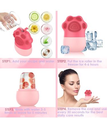 Geeric Ice Roller - Silicone Ice Cream Facial Brush for Anti-Aging Face Massage & Tightening | Cat Paw Pink - Buy Online on GoSupps.com