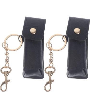 Lipstick Keychain Holder Set | Lip Balm Purse Storage | 2pcs Black Bag Organizer for Women - Buy Online on GoSupps.com